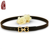 饰配裙牛仔裤 时尚 韩版 皮带女士真皮牛皮黑色小腰带细装 裤 带ins风