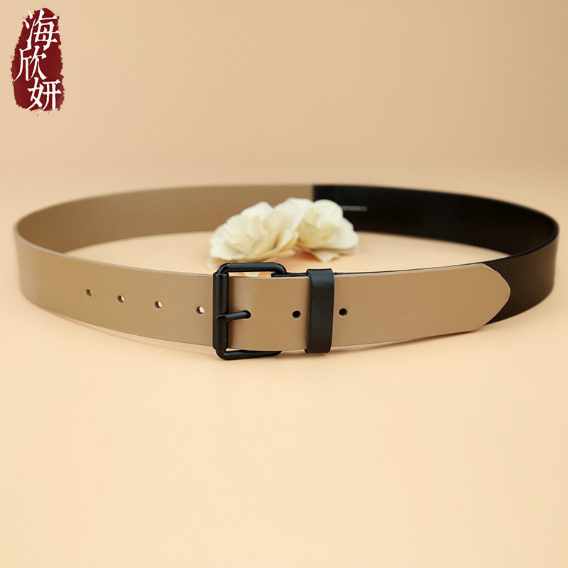 皮带女款头层纯牛皮棕色设计感小众真皮装饰腰带时尚腰封牛仔裤带
