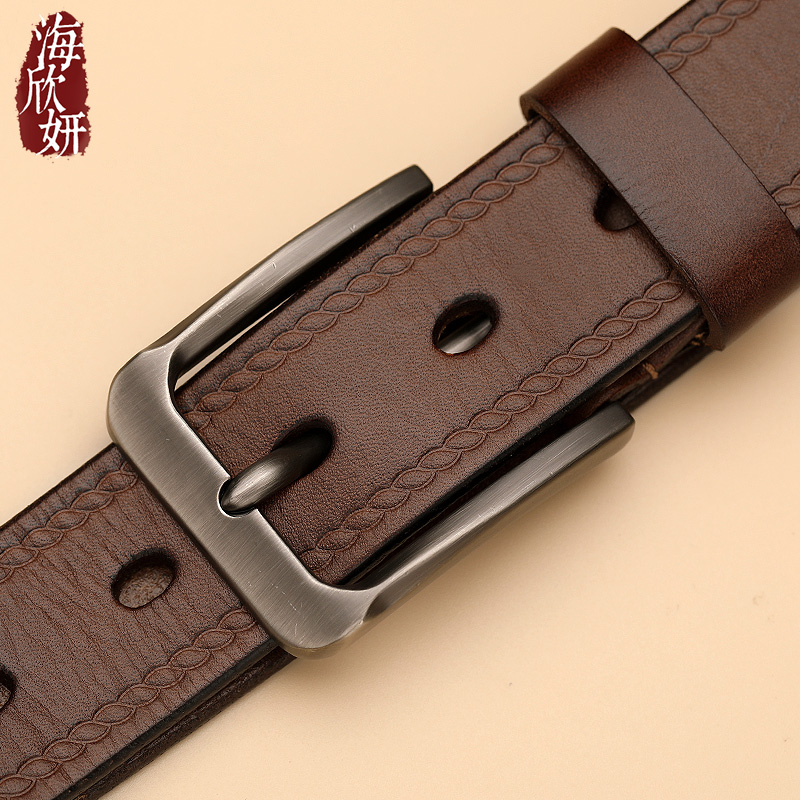 皮带男式真皮针扣腰带潮中年青年休闲复古头层牛皮年轻人裤带正品