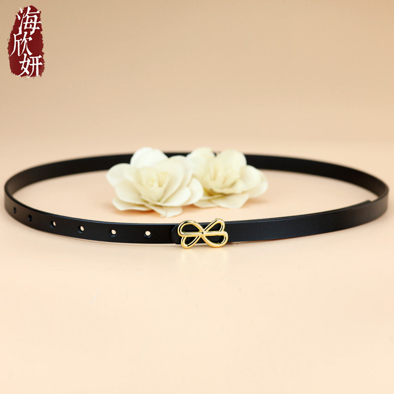 小腰带女真皮牛皮黑色高级感细款皮带休闲百搭装饰配连衣裙子裤带