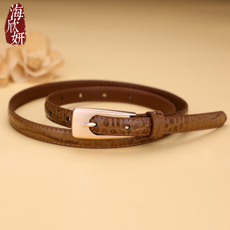 腰带女设计感真皮头层牛皮窄皮带时尚百搭装饰配连衣裙子牛仔裤带
