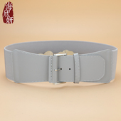 腰封女真皮牛皮灰色时尚 饰配裙大衣羽绒服收腰神器 百搭松紧皮带装