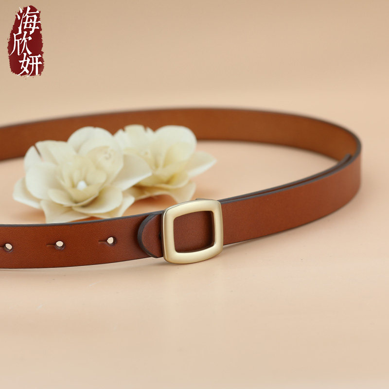 皮带女真皮头层牛皮简约百搭腰带复古时尚装饰配裙子阔腿牛仔裤带