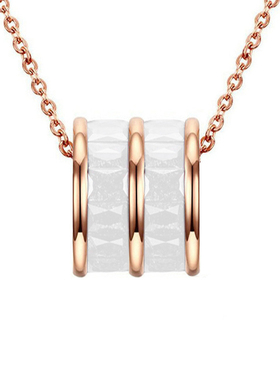 巴宝黎冰晶石玫瑰金小蛮腰钛钢项链 滚筒时尚百搭女生小众锁骨链