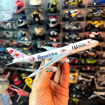 1：400比例合金飞机波音747-100客机JAL航空花鸟涂装模型成品摆件
