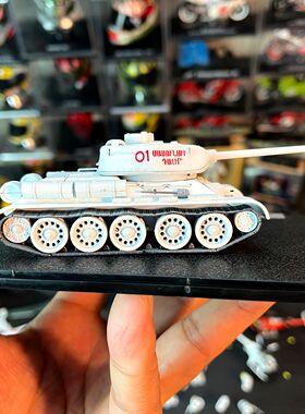 1：72合金坦克模型苏联红军坦克T34 01号战车白色雪地涂装摆件