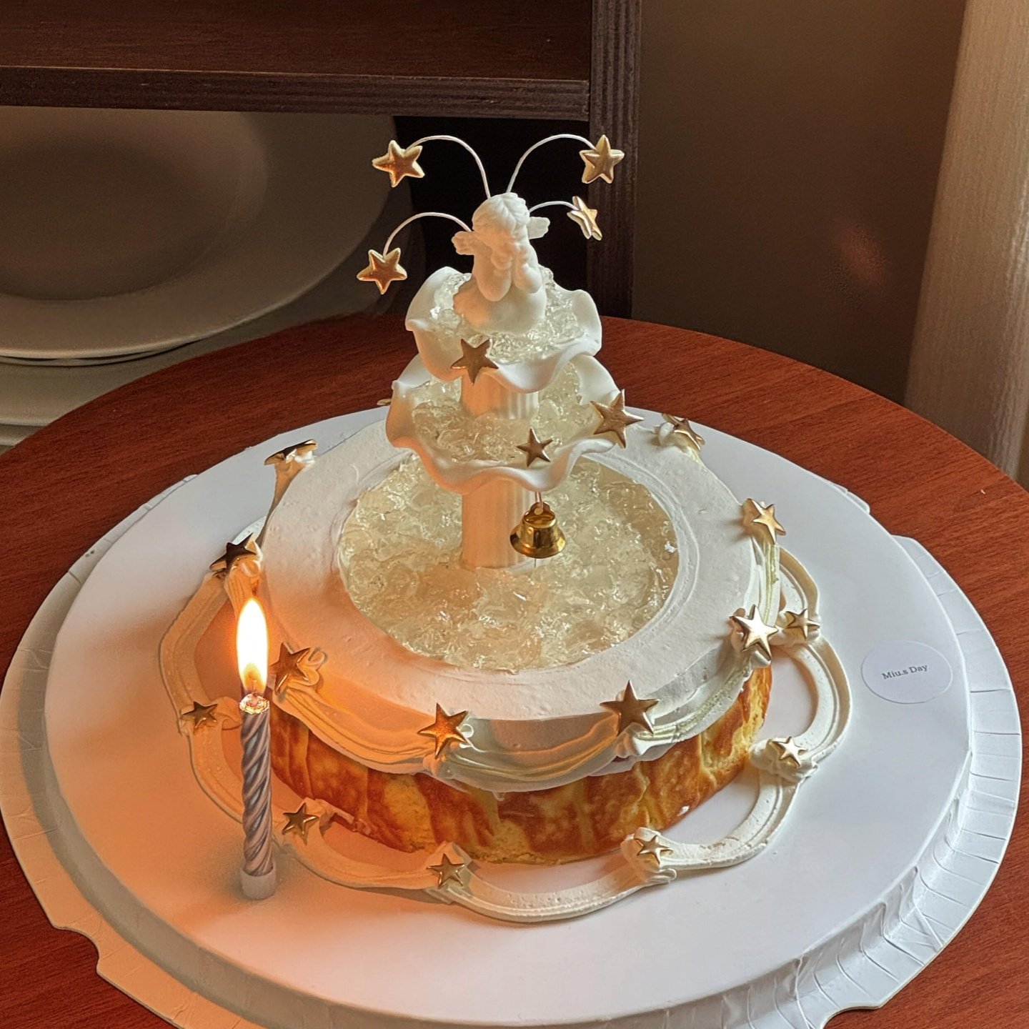网红小天使许愿池蛋糕装饰复古水柱喷泉硅胶模具仙女女神生日装扮