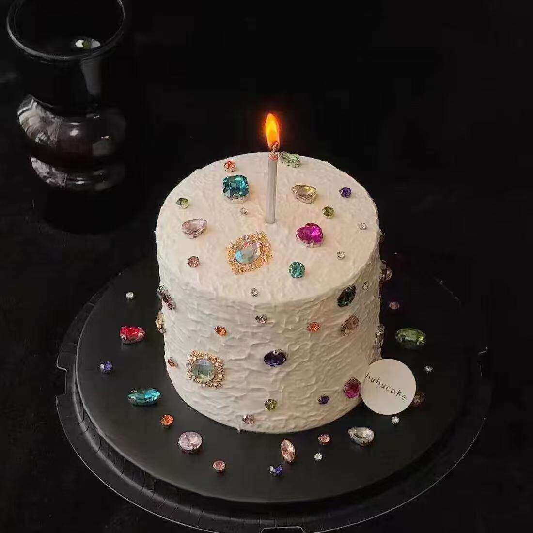网红简约蛋糕装饰彩色宝石水晶钻石女神生日派对甜品台装扮摆件