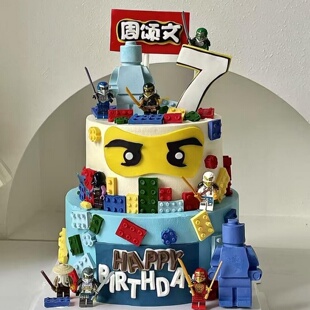 网红卡通幻影忍者积木人偶蛋糕装饰摆件积木模具儿童生日派对摆件