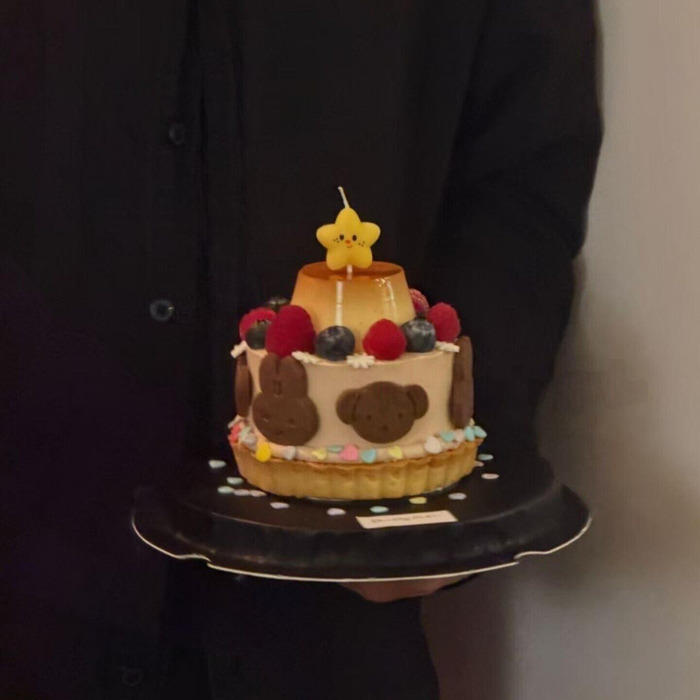 韩系米菲兔饼干蛋糕装饰花边塔壳五角星蜡烛生日甜品台装扮插件