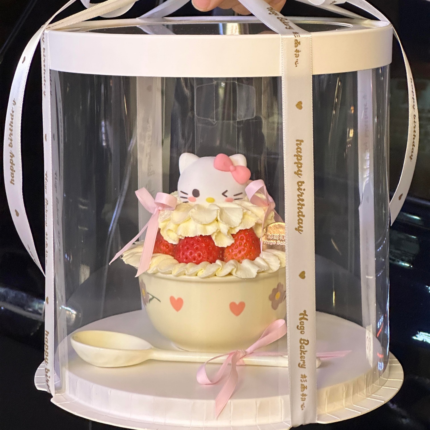 2025圣诞节kt猫紫藤花陶瓷碗蛋糕装饰网红helloKitty草莓甜品碗