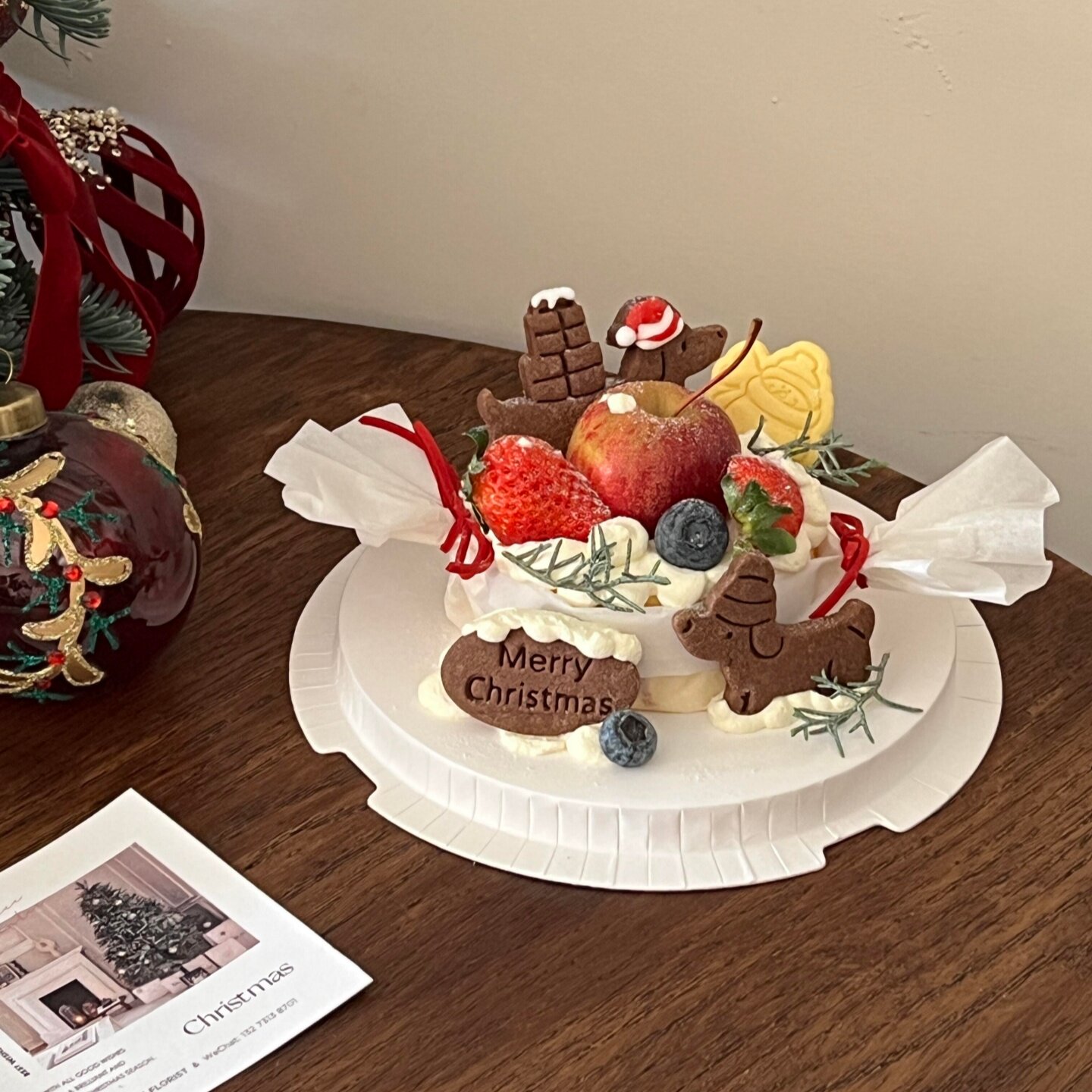 2025网红圣诞节巴斯克蛋糕装饰腊肠狗kt猫造型饼干烘焙甜品台装扮