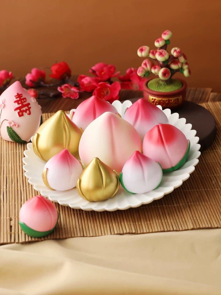 金色寿桃蛋糕装饰摆件配件过寿寿星公寿婆爷爷奶奶过生日大过寿