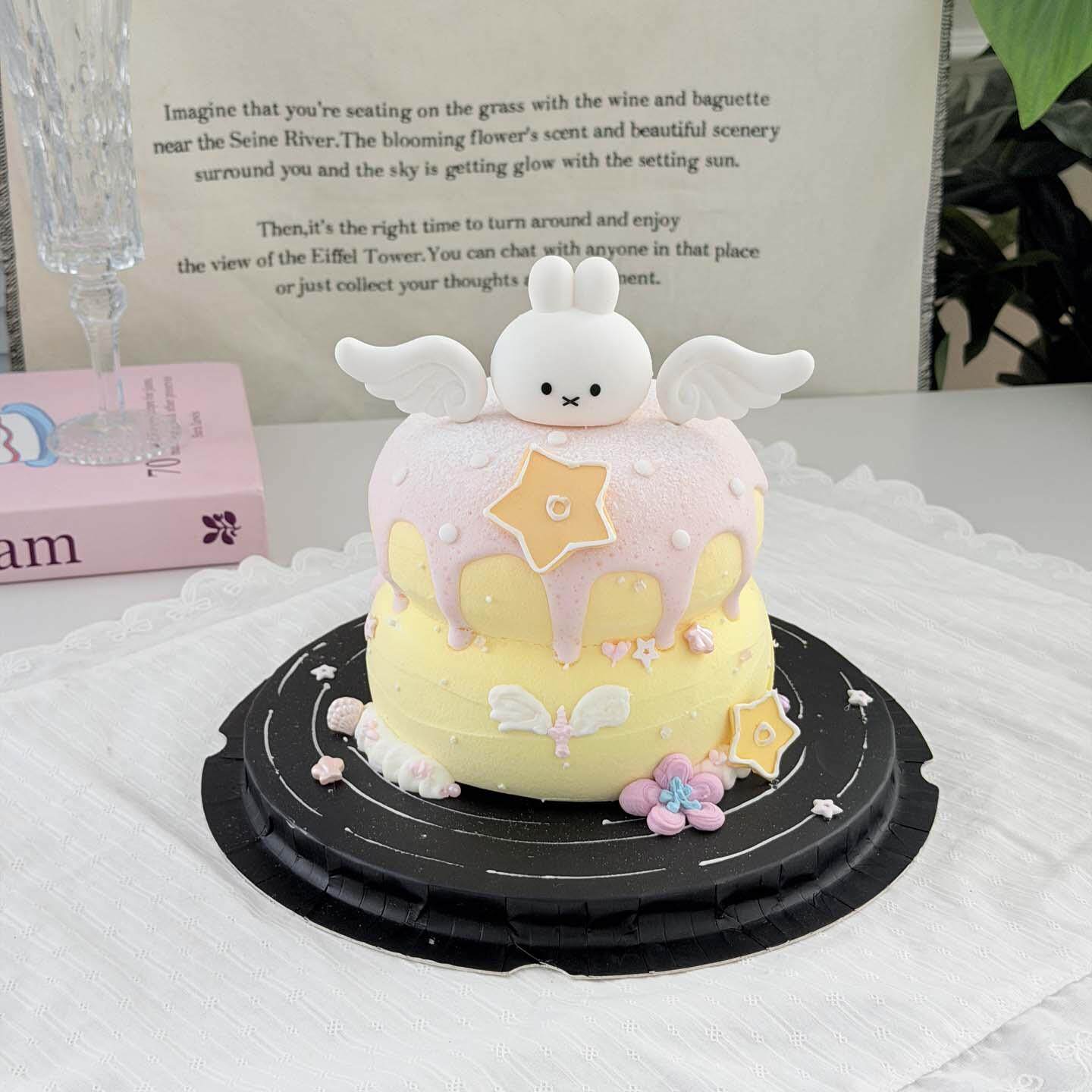 网红可爱米菲兔蛋糕装饰摆件软胶立体小兔子翅膀生日烘焙装扮插件