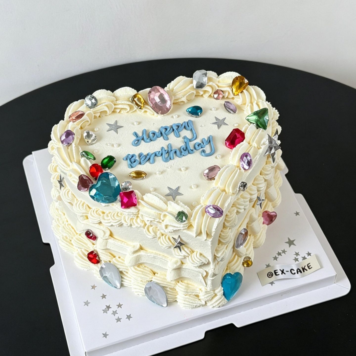 网红ins炫彩钻石蛋糕装饰彩色水晶宝石女神女孩生日派对甜品装扮