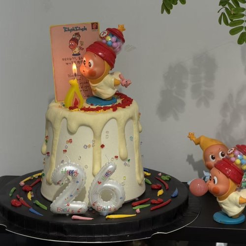 新款卡通吹泡泡星星人卡片蛋糕装饰插牌数字蜡烛甜品生日装扮摆件