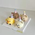 小红书同款轻松熊造型可爱毛球帽蛋糕装饰彩色迷你小帽子甜品摆件