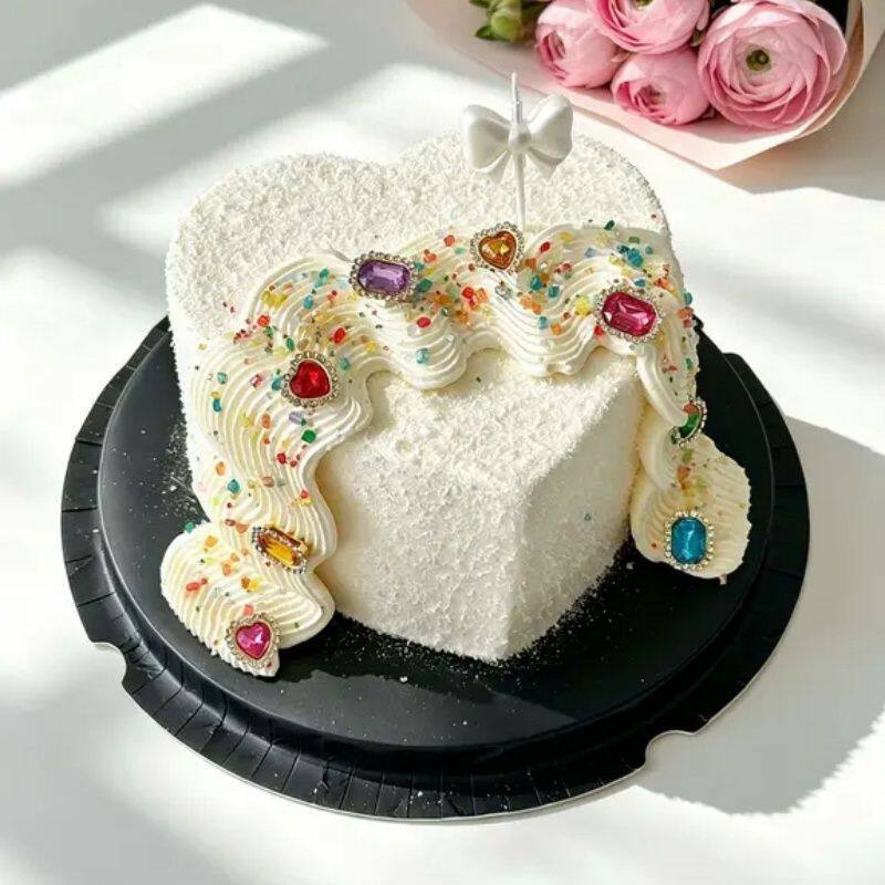 韩系ins风宝石蛋糕装饰女神生日钻石彩色砂糖烘焙甜品台装扮摆件