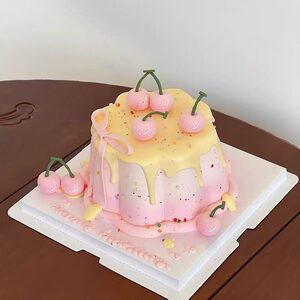 网红软胶樱桃蛋糕装饰少女仿真粉色红色小樱桃生日甜品台装扮摆件
