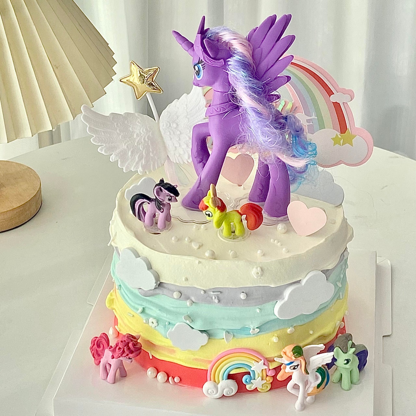 网红卡通小马宝莉蛋糕装饰摆件彩虹独角兽女孩生日派对甜品台插件