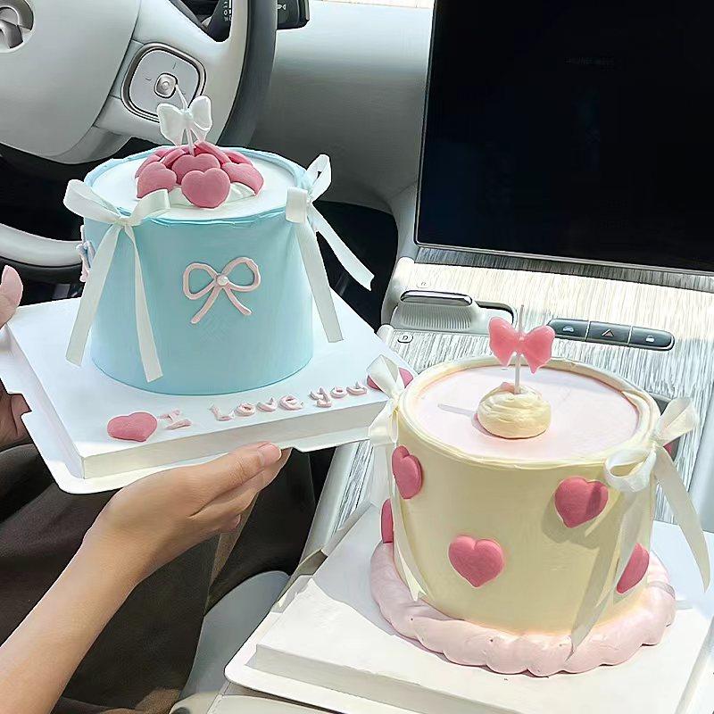 可爱小仙女珠光白蝴蝶结蜡烛