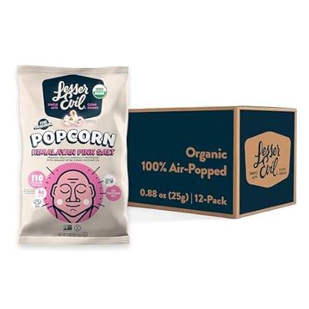 LesserEvil Himalayan Pink Salt Organic Popcorn， No Artifi