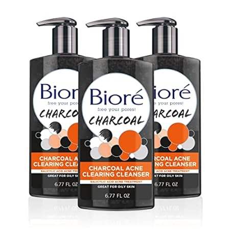 Bioré Charcoal Acne Clearing Facial Cleanser with 1% Sali