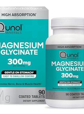 Qunol Magnesium Glycinate 300mg， 100% Glycinate Chelated