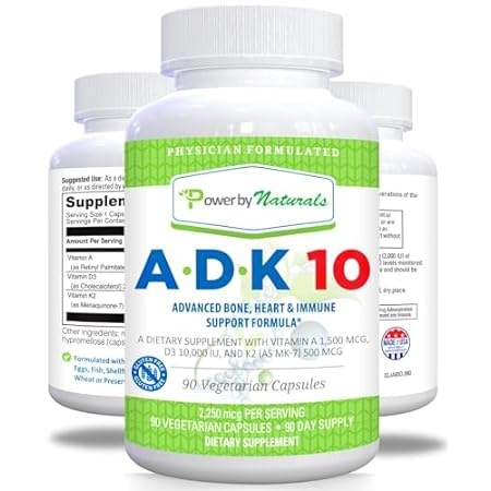 Power By Naturals ADK 10 - High Potency Vitamin A， D3 100