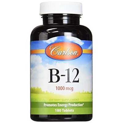 Carlson Labs B-12-SL， 1000mcg， 180 Chewable Tablets