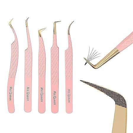 Ms.Queen Eyelash Extension Tweezers， Professional Fiber T