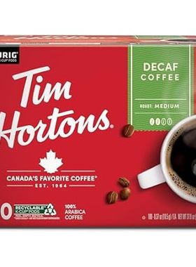 Tim Hortons Decaf， Medium Roast Coffee， Single-Serve K-Cu