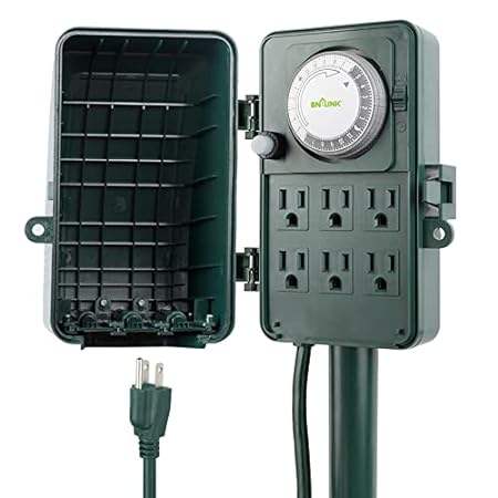 BN-LINK 24 Hour Mechanical Outdoor Multi Socket Timer， 6