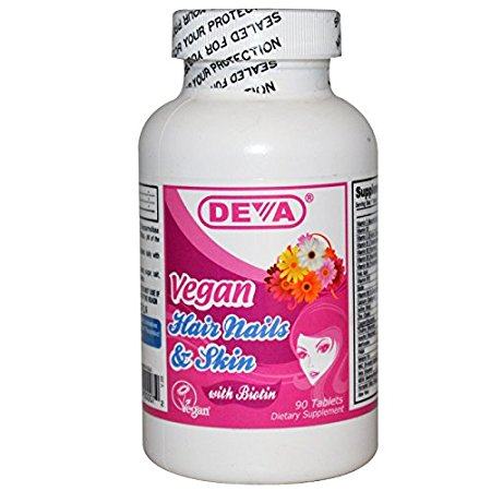 deva vegan vitamins hair nails & skin vegan 90 tab