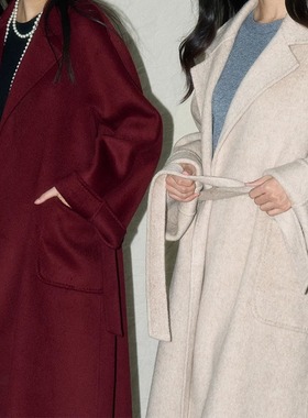 TAKEOFF【昼夜乐】全羊毛软雕塑长款毛呢大衣外套2025年秋季新款