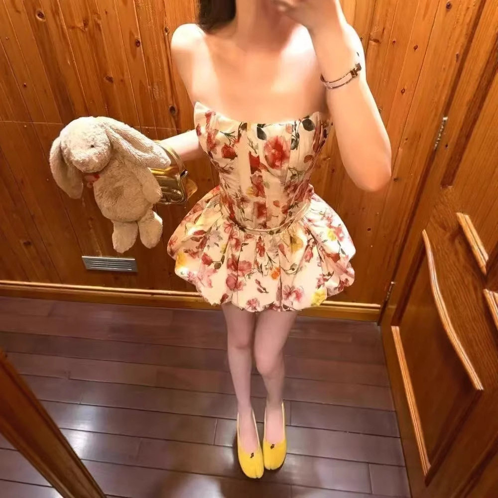 Take off神芙罗拉鱼骨抹胸上衣辣妹小短裙两件套装女2026新款夏季
