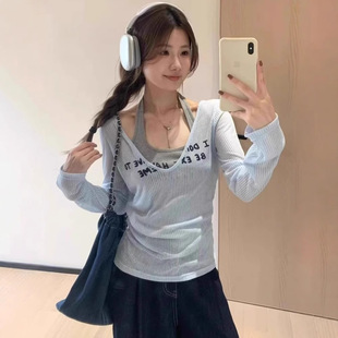 2025超火夏日多巴胺ootd穿搭一整套防晒罩衫挂脖吊带背心两件套装