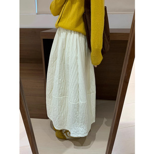 休闲高腰显瘦半身裙女 韩版 话里褶皱夹棉加绒花苞半裙2025秋季 新款