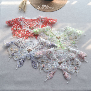 云肩假领子樱花精美刺绣明制汉服绣片配饰装饰领女士外搭领子