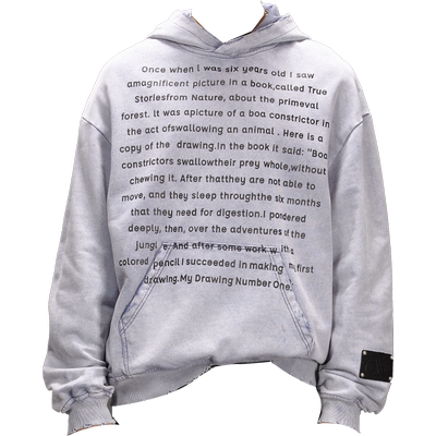 斑驳感洗旧文学印花卫衣