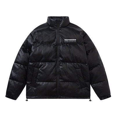 【清仓款】CMF黑色立领短款羽绒服潮流字母PU面包服保暖外套