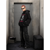 高街复古潮牌hiphop朋克乐队印花长袖 CMF秋冬新款 美式 连帽卫衣男