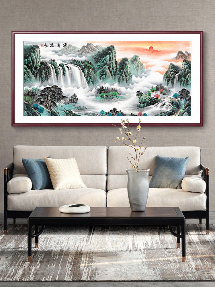 旭日东升国画山水画客厅挂画办公室装饰画大气堂屋中堂画风景画