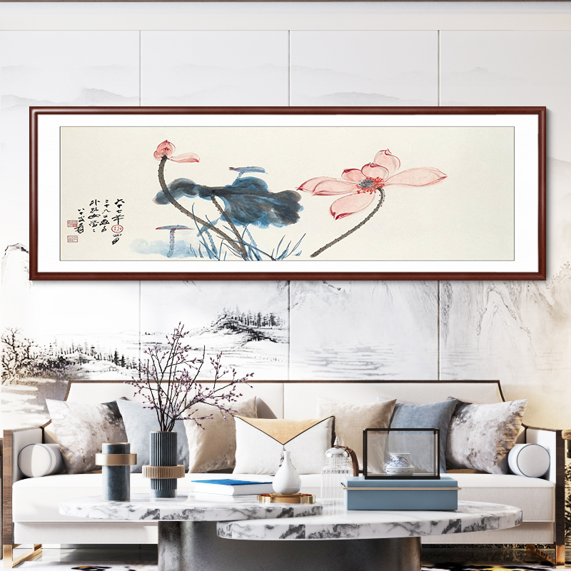 张大千荷花挂画客厅装饰画办公室中式水墨国画齐白石茶室餐厅壁画图片