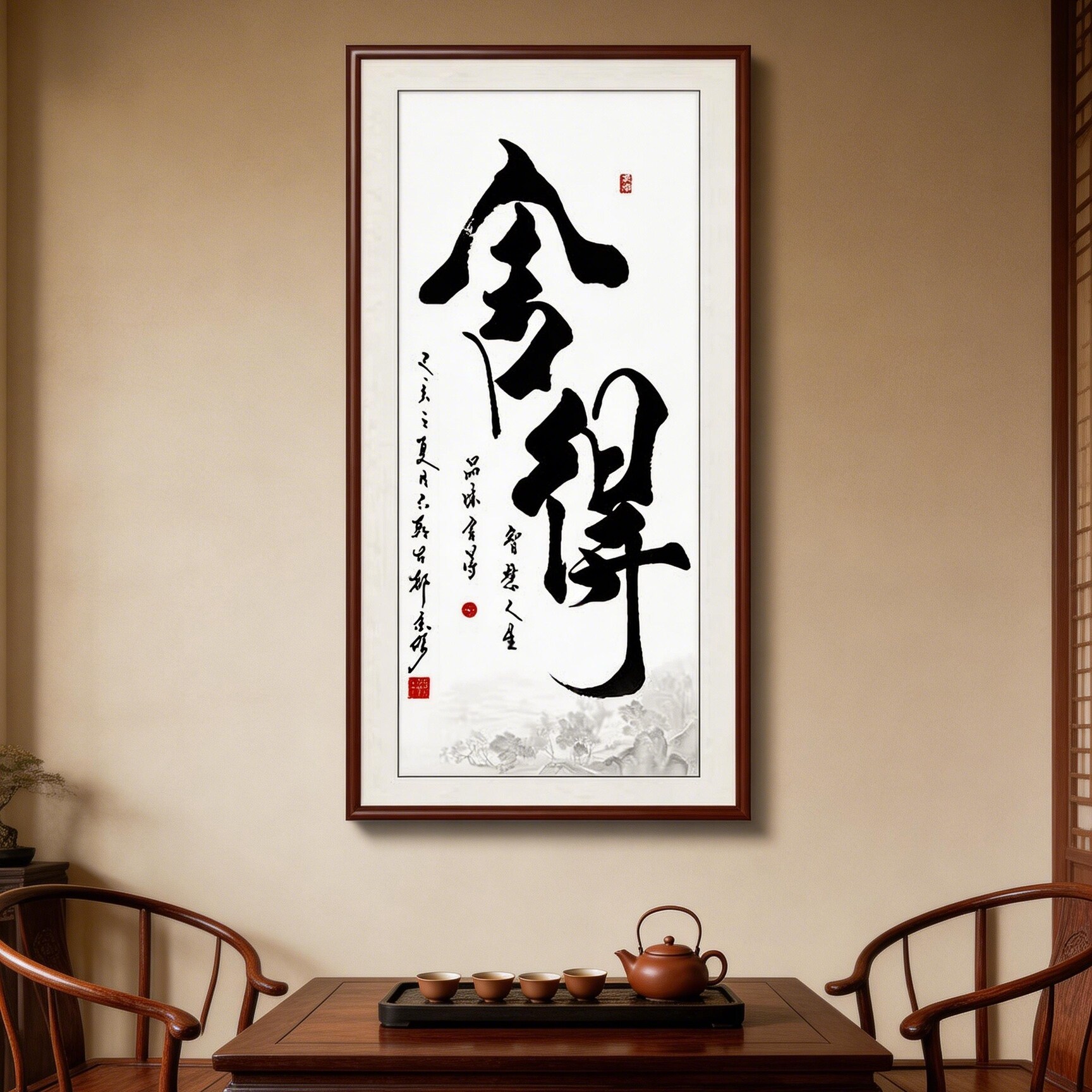 舍得字画办公室装饰画竖版茶室挂画静心中式客厅书房励志书法壁画