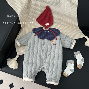 新生儿连体衣冬装保暖棉服宝宝冬季外套爬服韩版全开扣夹棉外出服