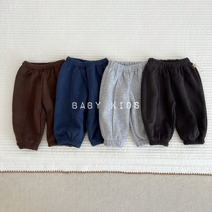 婴幼儿加绒百搭洋气高腰裤 男女宝宝净色运动裤 子 卫裤 儿童秋冬韩版