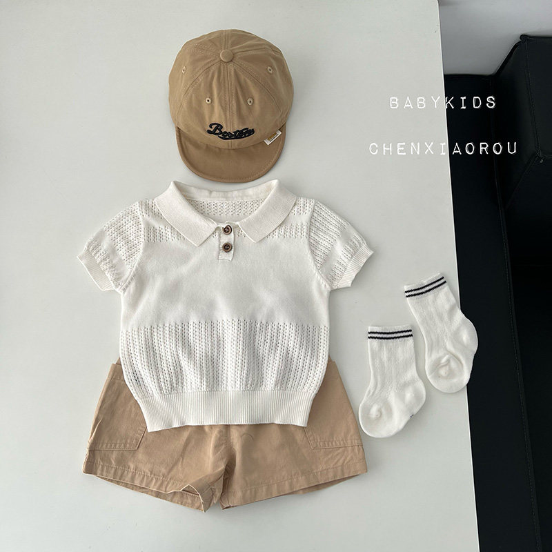 男童夏季帅气POLO衫婴幼儿童夏装翻领薄款针织衫宝宝百天周岁衣服