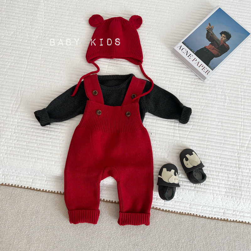 ins男女宝宝秋冬红色针织背带裤婴幼儿圣诞新年喜庆毛线连体爬服,童装/婴儿装/亲子装,裤子,淘宝优惠券,粉丝福利购,淘宝优惠卷