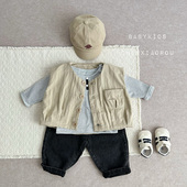 男女宝宝春秋宽松洋气外套婴幼儿童春装 外出马甲百搭马夹 衣服韩版